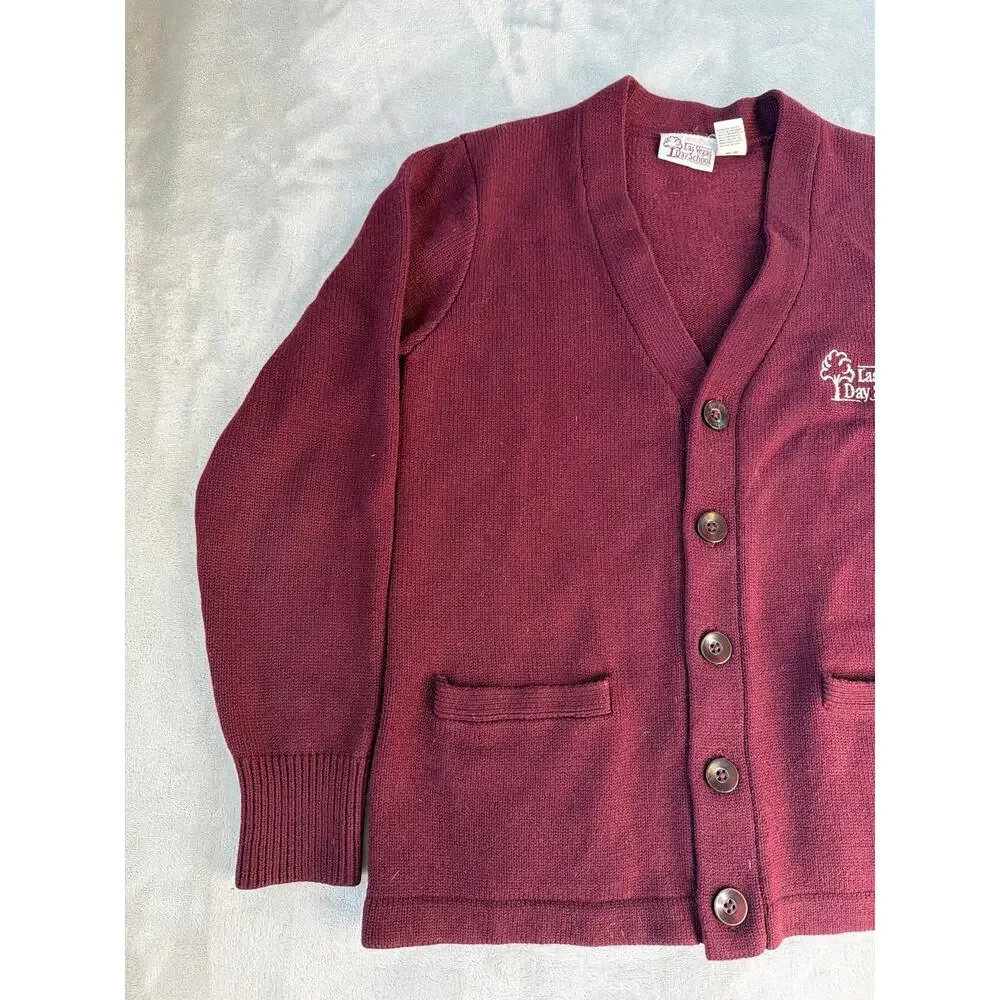 Las Vegas Day School Uniform Cardigan Sweater Burgundy Youth Medium YM LVDS